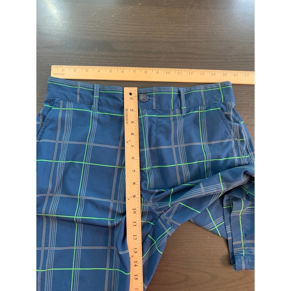 Ocean Pacific OPFlex Mens Plaid Hybrid Shorts Navy Lime Green 4-Way Stretch 30 - Picture 7 of 9